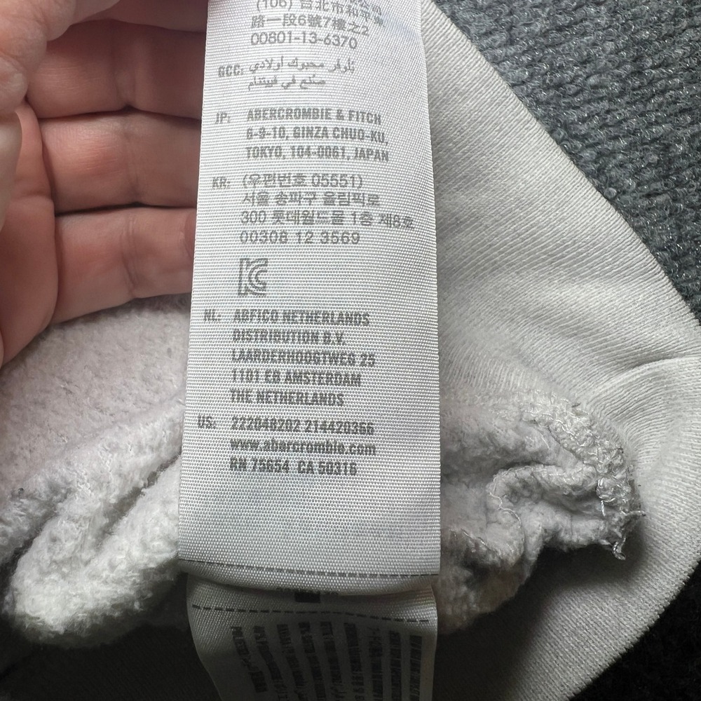 Abercrombie Kids Boys 11/12 Hoodie White Grey Navy Yellow Colorblock Sweatshirt - Picture 6 of 8